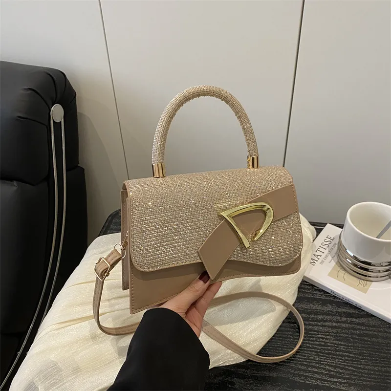 Fashion Stitching Color Shiny PU Small Square Handbag