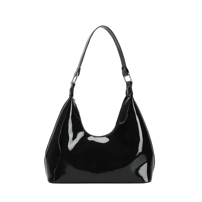 Simple Solid Color Retro Bright Underarm Shoulder Bag