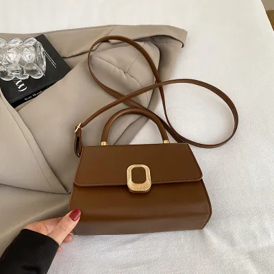 Women's Simple Retro Flip Handbag with Magnetic Buckle PU Street Trend