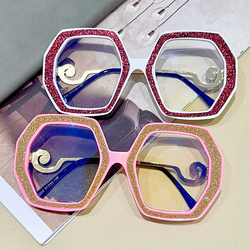 Fashion Women Rhinestone Shiny Glass Frame Sunglasses