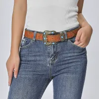 Fashion Vintage Women Suede Eyelet Wide Belt