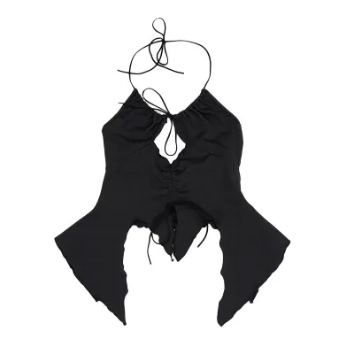 Summer Women Solid Color Slim-Fit Ruffled Camisole