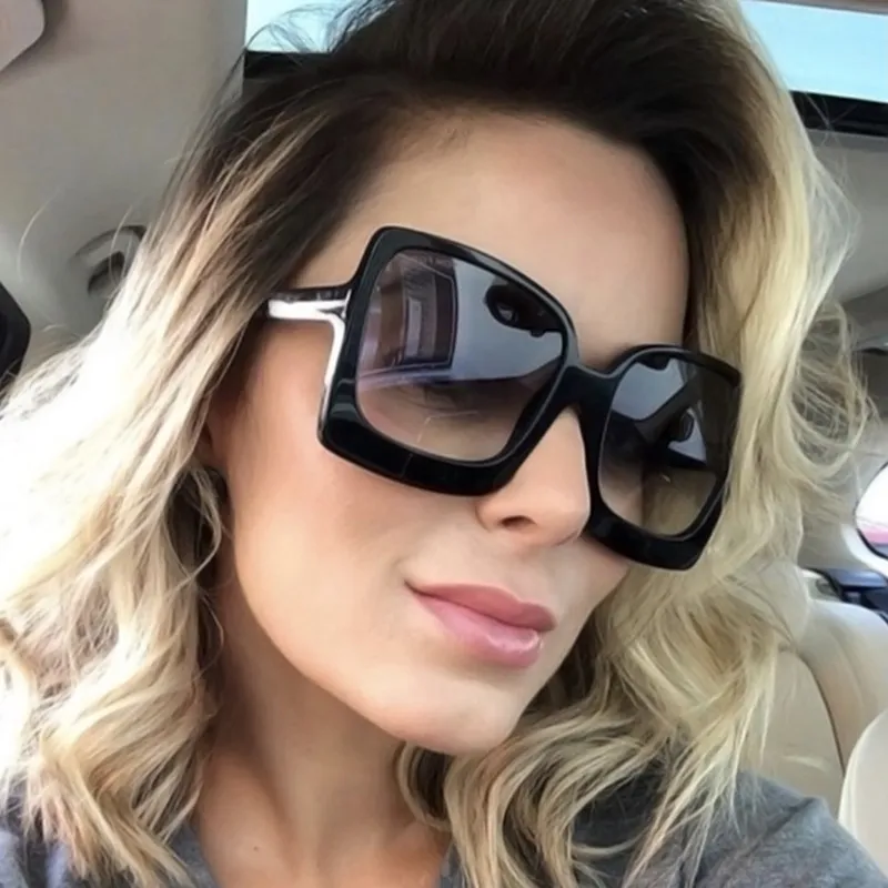 Fashion Large Frame Square AC Lens PC Sunglasses