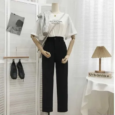Women High Waist Loose Straight Wide Leg Casual Pants for Spring and Autumn