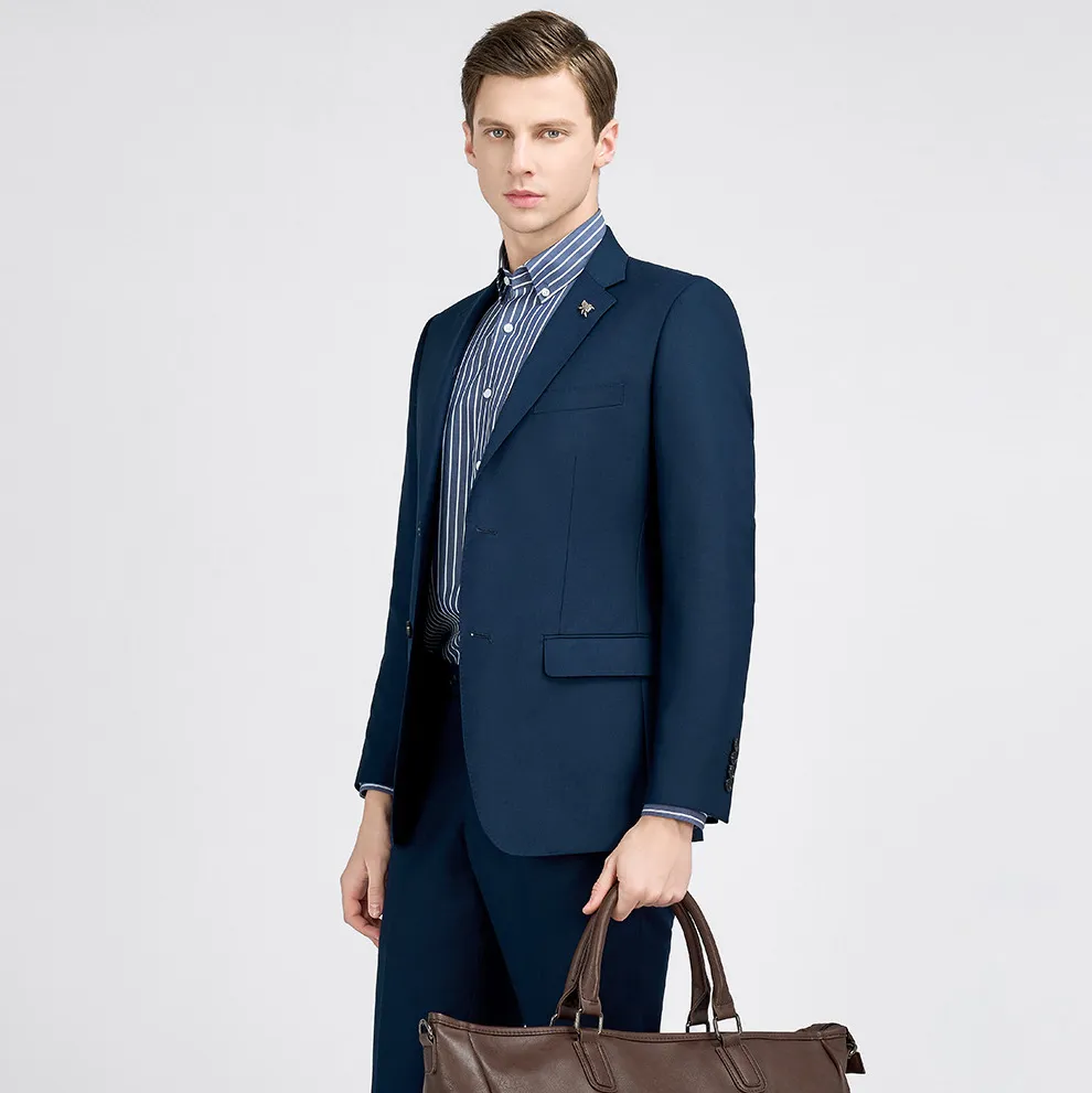 Men Fashion Casual Professional Blazer Slim Fit Long-Sleeve Two-Piece Set