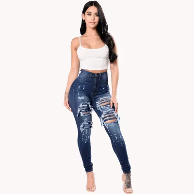 Women Ripped Skinny Jeans High Waist Denim