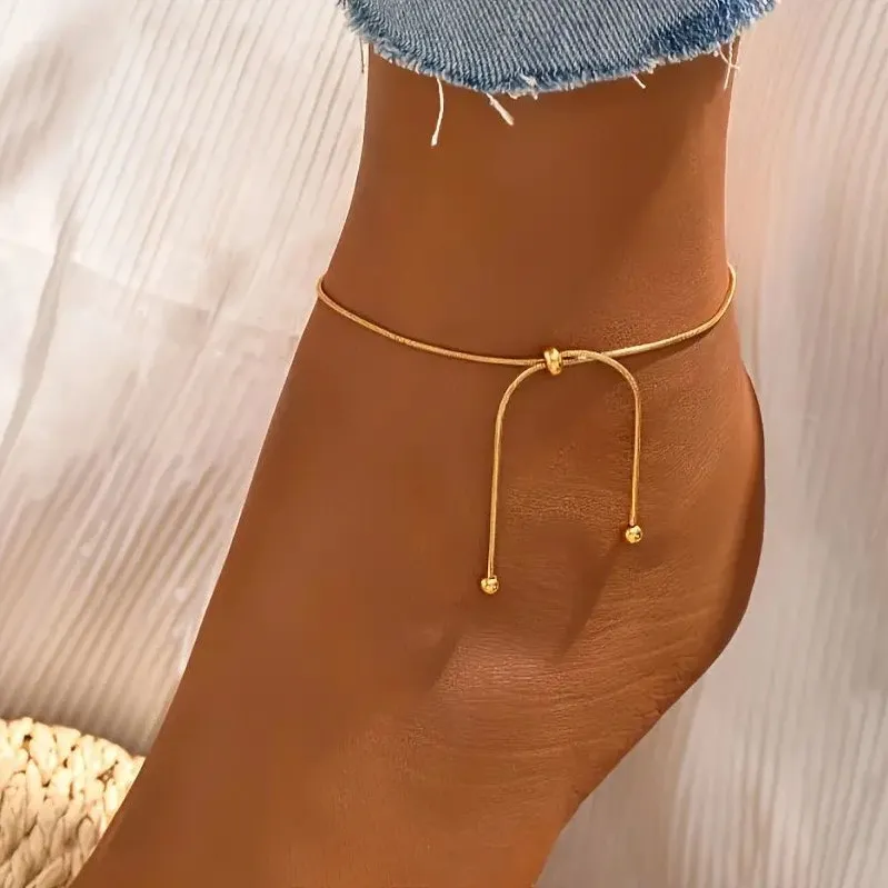 Adjustable Simple Geometric Unisex Alloy Anklet