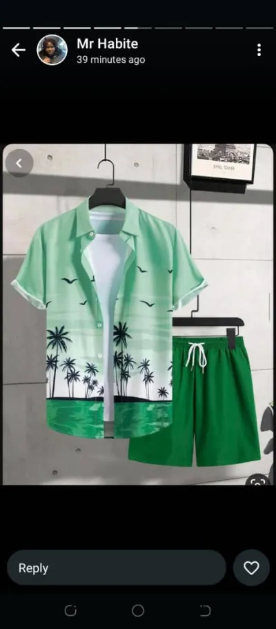 Men Casual Hawaiian Short Sleeve Shirt Shorts Set