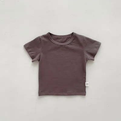 Kids Baby Fashion Casual Stripe Cotton Crewneck Short-Sleeve T-Shirt