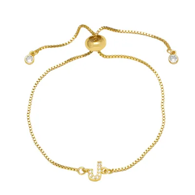 Fashion Adjustable 26 Alphabet Copper Bracelet for Women