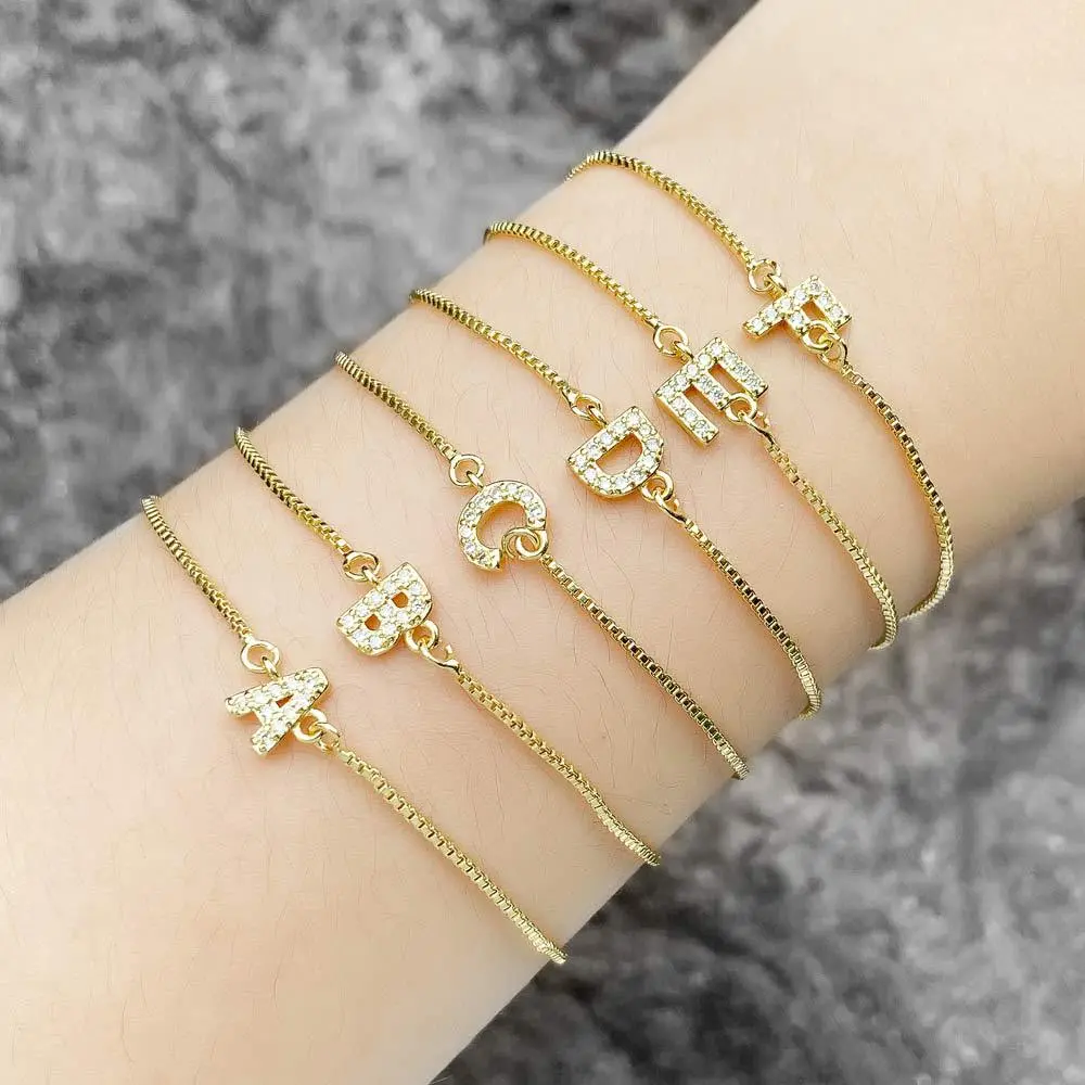 Fashion Adjustable 26 Alphabet Copper Bracelet for Women