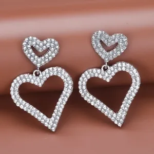 Personalized Exaggerated Heart-Shaped Rhinestone Earrings for Women Fashion OL