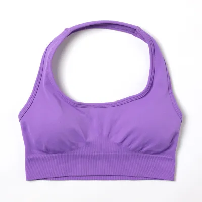 Women Seamless Halter-Neck Backless Yoga Sports Bra