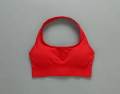 Women Seamless Halter-Neck Backless Yoga Sports Bra