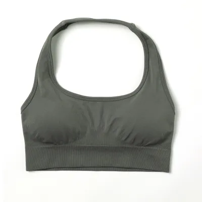Women Seamless Halter-Neck Backless Yoga Sports Bra