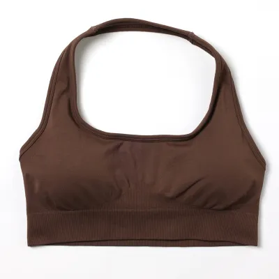 Women Seamless Halter-Neck Backless Yoga Sports Bra
