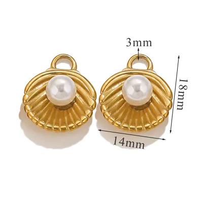 Women Fashion Stainless Steel Shell Pendant Pearl Necklace