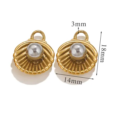 Women Fashion Stainless Steel Shell Pendant Pearl Necklace