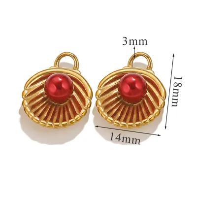 Women Fashion Stainless Steel Shell Pendant Pearl Necklace