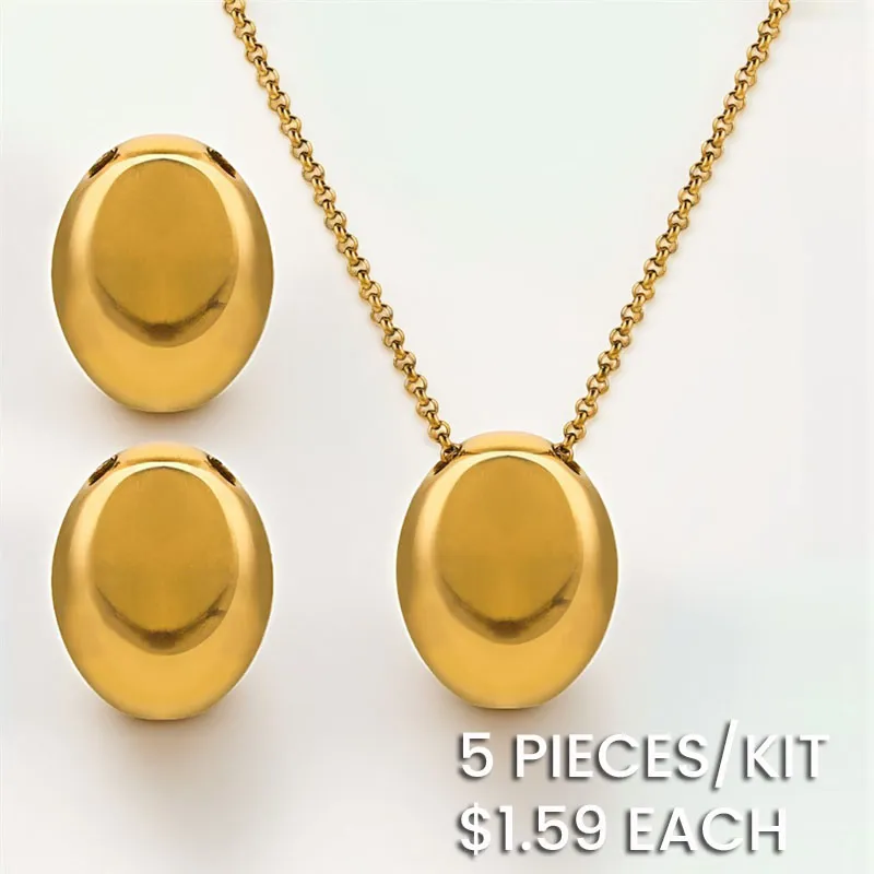 Simple Stainless Steel Oval Pendant Necklace