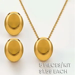 Simple Stainless Steel Oval Pendant Necklace
