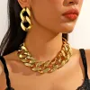 N2403-30T2 Wide Acrylic Necklace Earrings Set