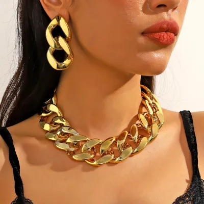 Exaggerated Hip-Hop Acrylic Jewelry Two-Piece Set Twisted Chain