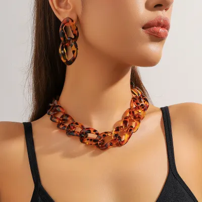 Exaggerated Hip-Hop Acrylic Jewelry Two-Piece Set Twisted Chain