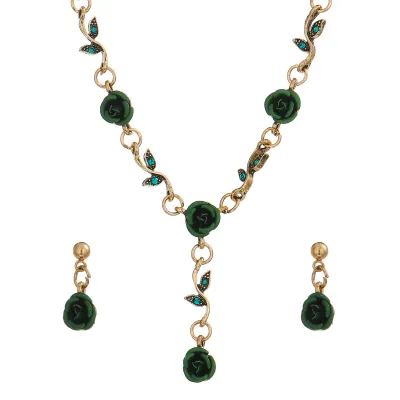 Vintage Rose Floral Jewelry Three-Piece Set
