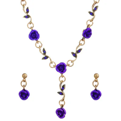 Vintage Rose Floral Jewelry Three-Piece Set