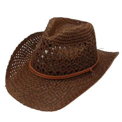 Women Retro Casual Beach Straw Hat Taper Crown