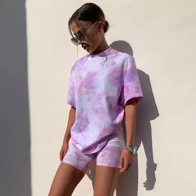Women's Tie-Dye Multicolor Loose Casual Shorts Set