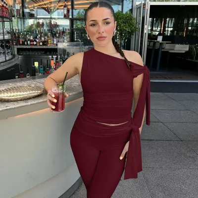 Women's Solid Color Sleeveless Top and Bermuda Shorts Two-Piece Set