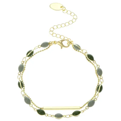 Women Fashion Retro Double-Layer Metal Beads Bracelet