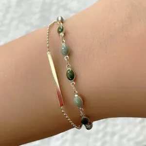 Women Fashion Retro Double-Layer Metal Beads Bracelet
