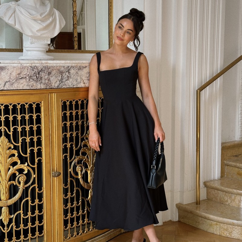 Wholesale Women Fashion Elegant Solid Color Square Neck