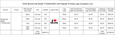 KIDS Bucket Hat Model T103AAC0AD with Regular Printing Logo Fee