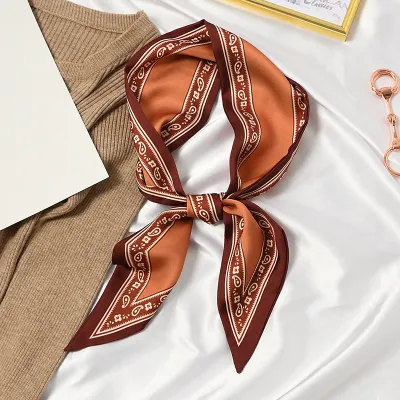 Fashion Printed Ribbon Tie Bag Handle Scarf 9x100cm Polyester