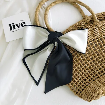 Fashion Double-Sided Two-Color Long Ribbon Tie Bag Handle Scarf Medium Length 9Cm Width