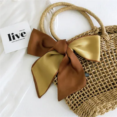 Fashion Double-Sided Two-Color Long Ribbon Tie Bag Handle Scarf Medium Length 9Cm Width