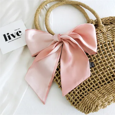 Fashion Double-Sided Two-Color Long Ribbon Tie Bag Handle Scarf Medium Length 9Cm Width