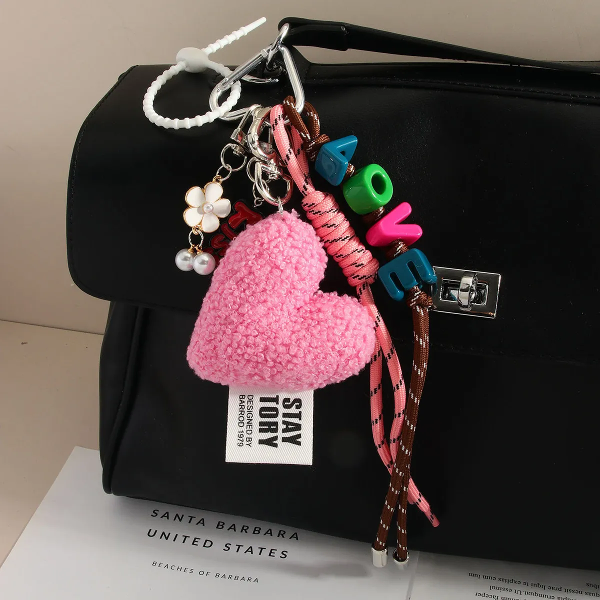 Fashion Plush Heart Love Keychain