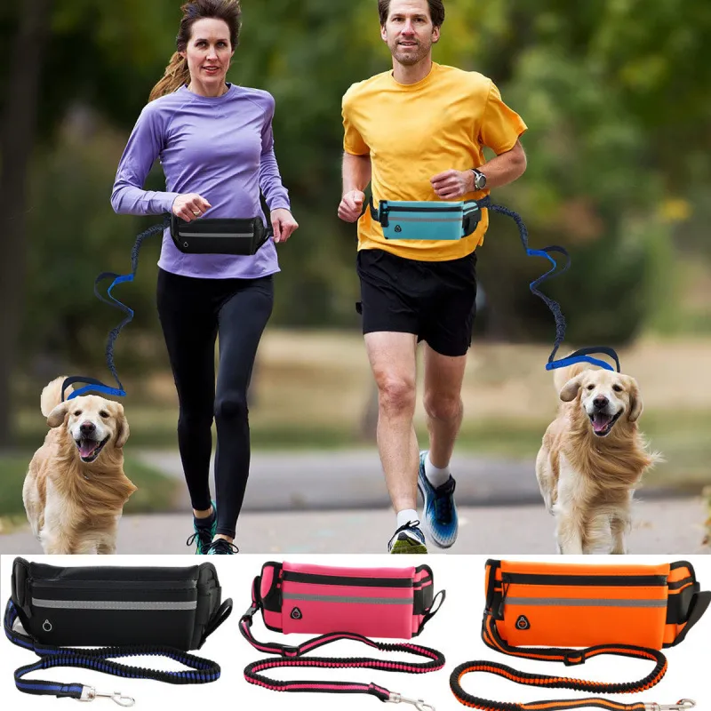 Outdoor Running Hands-Free Retractable Pet Leash Waist Bag with Diving Material