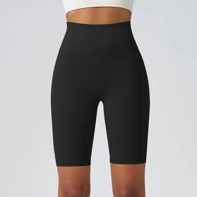 Women's High Waist Yoga Shorts - Solid Color Sportswear Bottoms