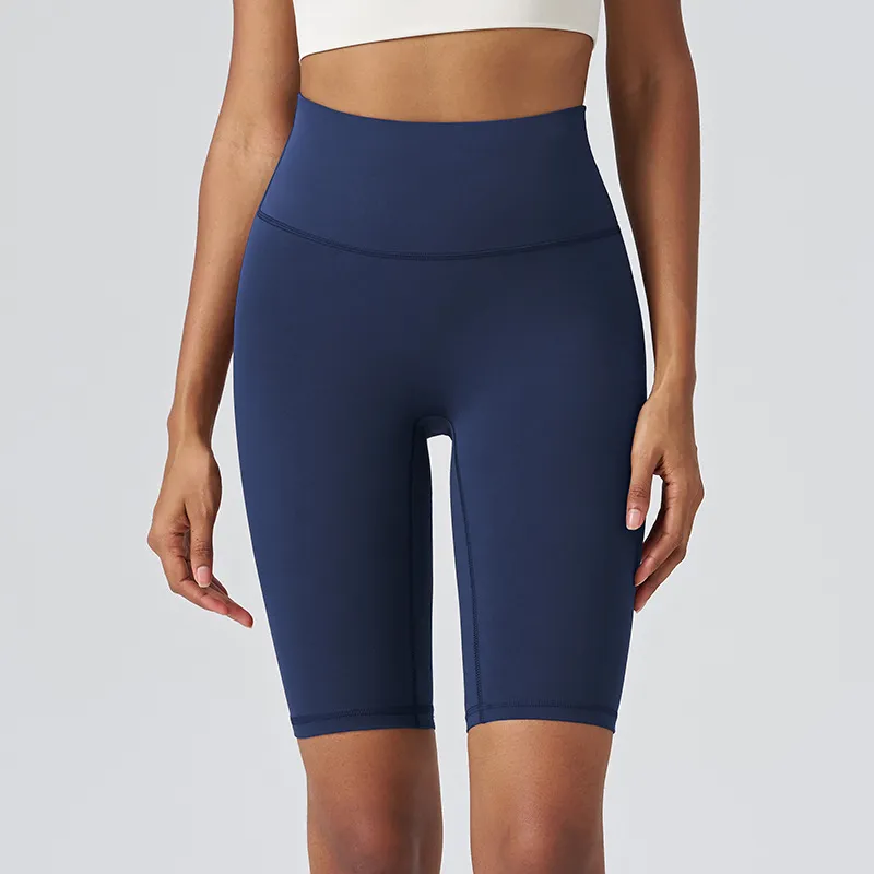 Women's High Waist Yoga Shorts - Solid Color Sportswear Bottoms