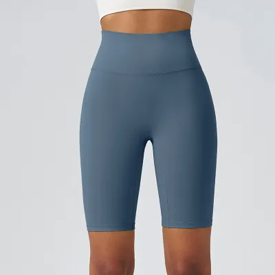 Women's High Waist Yoga Shorts - Solid Color Sportswear Bottoms