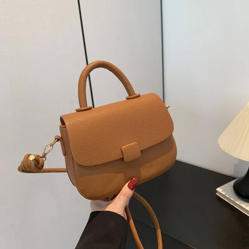 Women Fashion Casual Solid Color Crossbody Bag PU Saddle Bag