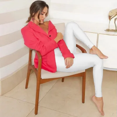 Women Fashion Sexy Solid Color Tight Cropped Leggings