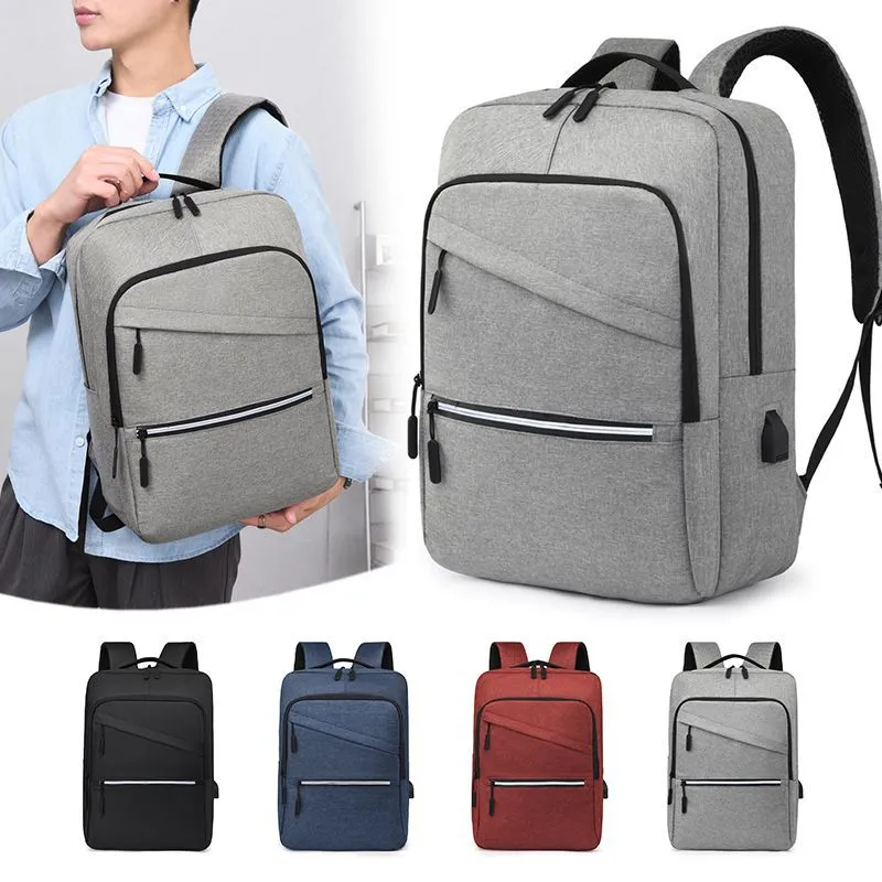 Men Casual Business Commute USB Oxford Backpack for Laptop 14 Inch