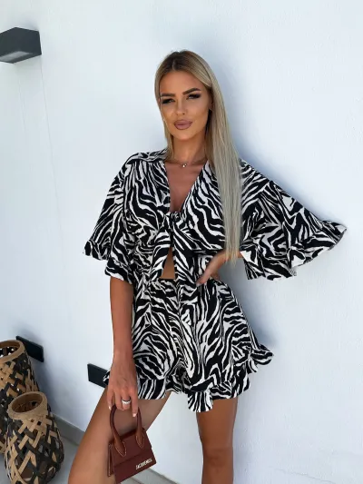 Women Summer Casual V-Neck Printed Short-Sleeved Rompers
